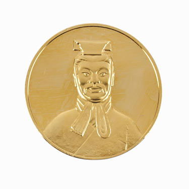 24k Gold Plated Bronze Medal Coin Standing Warrior 