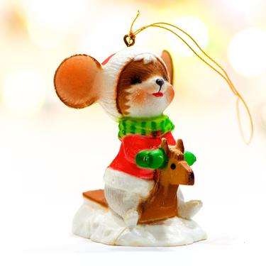 VINTAGE: Hard Plastic Mouse Ornament - Christmas - X Mas - Holiday - SKU 15-D2-00016529 