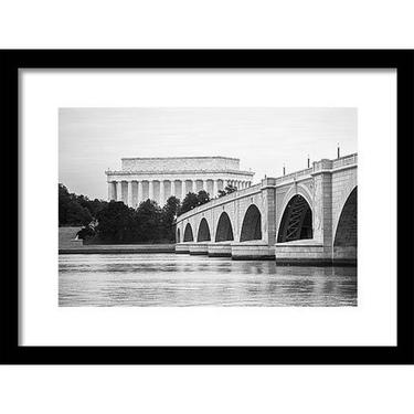 Black White Washington DC Photo, Lincoln Memorial Wall Art, Washington DC Print, Memorial Bridge Wall Art, Potomac River Print, DC Cityscape 