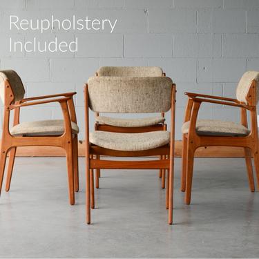 4 Mid Century Dining Chairs Erik Buch Model 49 Teak Danish Modern 