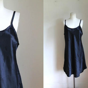Vintage 1990s Black Slip / Slip Dress / XL 