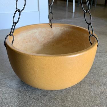 10” Mustard hanging planter by Gainey Ceramics