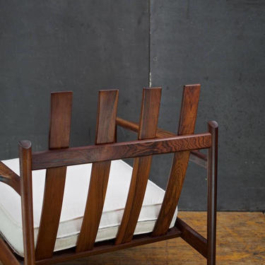 Kofod-Larsen Selig Brazilian Rosewood Sculptural Danish Lounge Armchair Easy Chair 