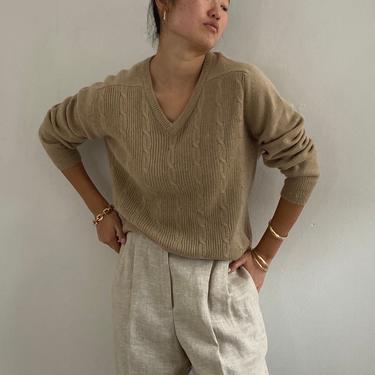 80s Dior sweater / vintage Christian Dior Monsieur camel soft merino wool kid mohair cable knit raglan boyfriend sweater | M L 