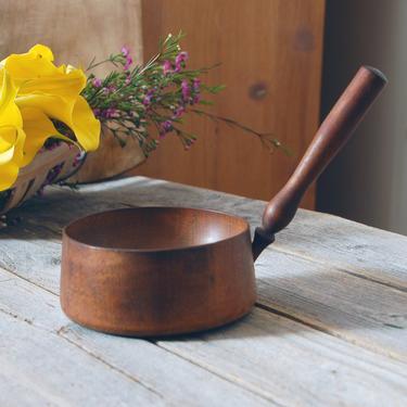 Vintage wood flat bottom ladle / Scandinavian wooden ladle / wooden bowl with handle / vintage water ladle dipper 
