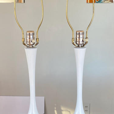 Pair Vintage White Laurel Genie Lamps 