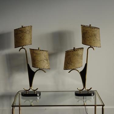 pair 2 Majestic table lamps with original Parchment shades 
