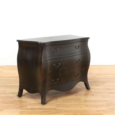 Black 3 Drawer Bombay Chest w/ Gold Painted Front