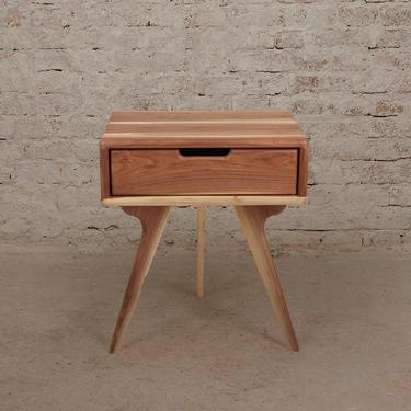 Walnut Nightstand, Bedside Table, Scandinavian design, side table with a drawer 