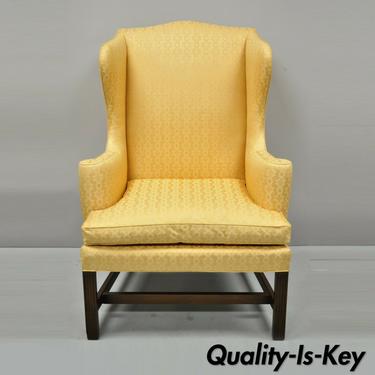 Kittinger CW-12 Colonial Williamsburg Gold Wing Wingback Mahogany Wing Chair