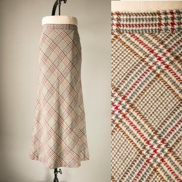 1970s Maxi Skirt Wool Woven M 
