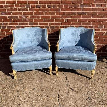 Upholstered, light blue side chairs