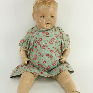 Antique Composition Baby Doll with Moving Blue Eyes, 21&amp;quot; 
