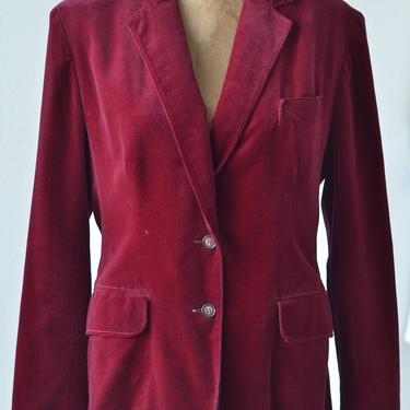 70s Vintage Velvet Blazer by Evan Pincone, Single Breasted 70s Sports Coat Vintage Burgundy Jacket Maroon Vintage Velvet Jacket 