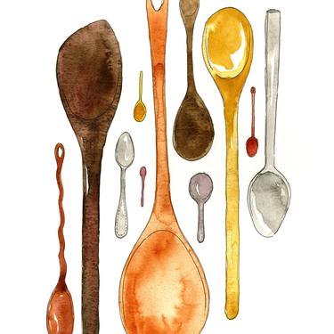 Kitchen Spoons Watercolor Art Print