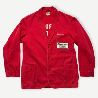 Vintage 1950s CHAINSTITCHED Sanforized Shop Jacket ~ size S ~ Work Coat ~ Gordon Auto Parts ~ Worn-In ~ Chain Stitch ~ Racing / Mechanic 