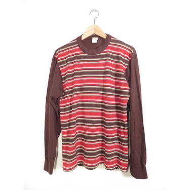 Vintage 70s Striped Long Sleeve Tshirt Size L 