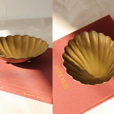 Vintage 70s 80s Brass Shell Dish | Made in India | Home Decor, Jewelry, Soap, Potpourri | 1970s 1980s Brass Bohemian Shell Keepsake Dish 