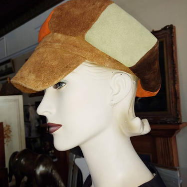 1970s style oversized newsboy suede hat. Hippie Bohemian chic! 