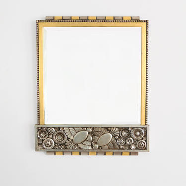 Belgium 1920's Art Deco, Silver and Gold leaf mirror