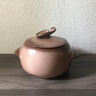 Frankoma 4V Bean Pot Vintage Casserole Pottery Red Clay Baker Mid Century Dish 
