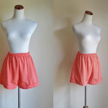 Vintage 70s Shorts, Orange Shorts, 1970s Hotpants, Sherbet Shorts, Elastic Waist Shorts, Short Shorts, Polyester Shorts, Small Medium 