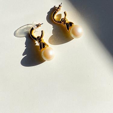 1980s Gold and Pearl Earrings