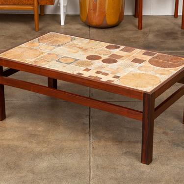 Rosewood and Mosaic Tile Coffee Table by Tue Poulsen