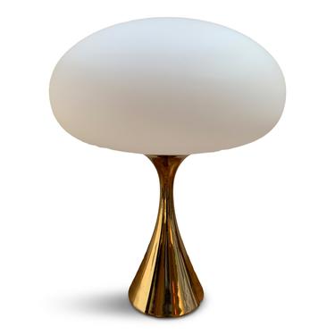 Laurel V-808 Lamp in Brass with Mushroom Shaped Italian Glass Shade Mid-Century