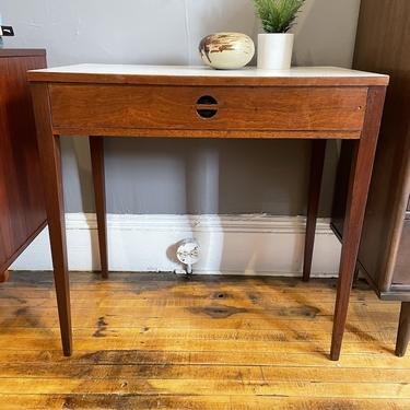 Mid Century Walnut and Formica Console Table/Desk