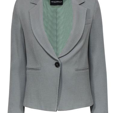Emporio Armani - Sage Green Textured Wool Single Button Blazer Sz 4
