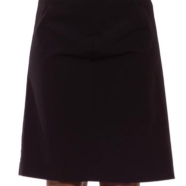 1990S Tom Ford Gucci Black Poly/Lycra Stretch Mini Skirt With High Slit 