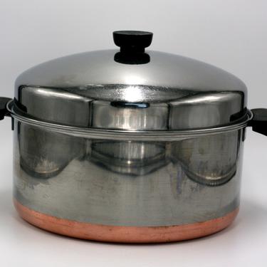 vintage revere ware 6 quart stock pot with domed lid and copper bottom 