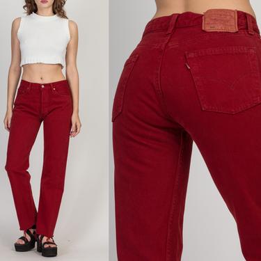 90s Levi's 501 Red Dyed Jeans - Men's Small, Women's Medium, 29&quot; | Vintage Unisex Denim Straight Leg Boyfriend Jeans 