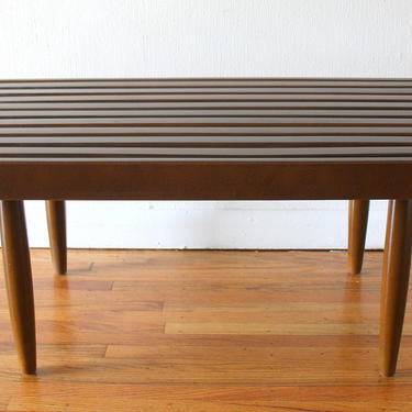 Mid Century Modern Slatted Coffee Table Bench