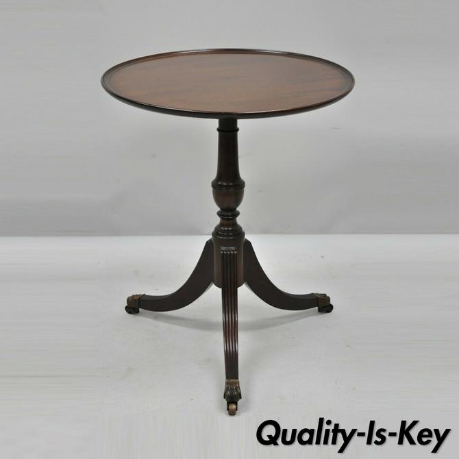Mahogany Duncan Phyfe Pedestal Base, Antique Small Round End Table