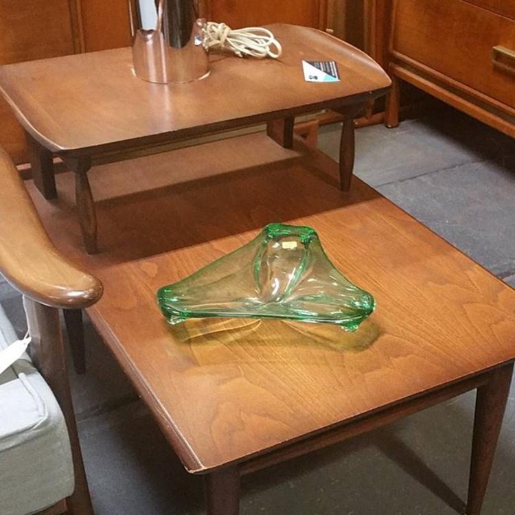 Nice pair of mid-century modern end tables by Bassett. $200.