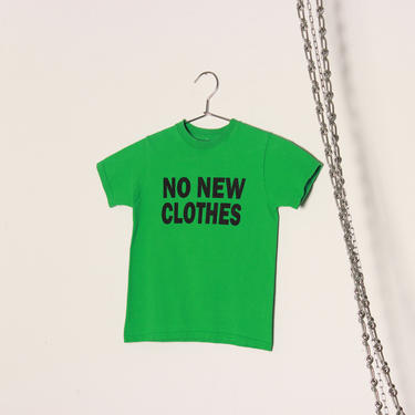 Reused No New Clothes Tee in Kelly Green / Zero Waste Reworked Top / Children's Small 
