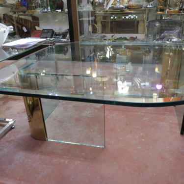 Vintage MCM Large glass coffee table