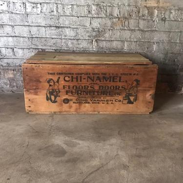 Vintage Ohio Varnish Co. Chi-Namel Paint Can Crate Rustic Decor Cleveland, OH 