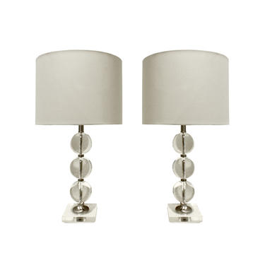 Pair of Chic Glass Ball Table Lamps 1940s - SOLD