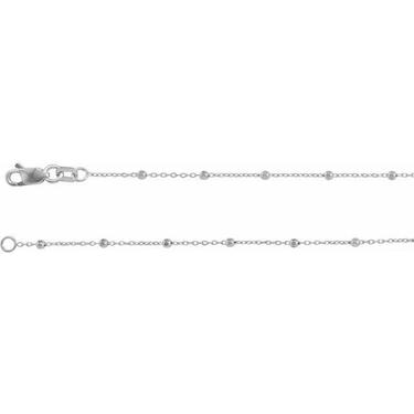 STERLING SILVER 1.2MM CABLE CHAIN W/ POLISHED BEAD ACCENTS