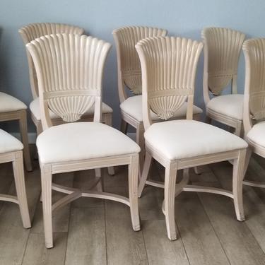 1980s Italian Hollywood Regency Style Andre Originals Carved Wood Dining Chairs Set of - 8 