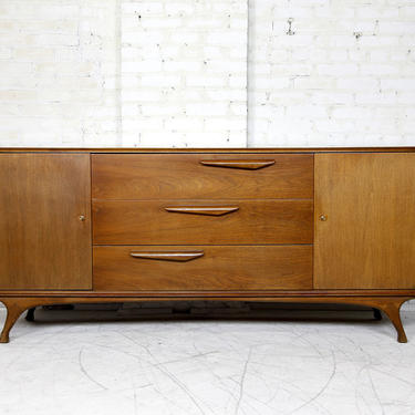 Vintage 9 drawer walnut dresser with sculptural details by First Rapids Furniture | Free delivery in NYC and Hudson valley areas 