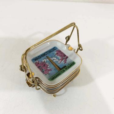 Vintage Washington, DC Souvenir Ashtrays Set 4 Ashtray Vanity Dish Jewelry Ring Holder Trinket Bowl White Gold Painted Holder Japan Personal 