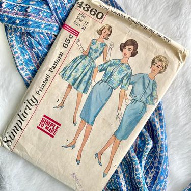 Simplicity 4360 Vintage Sewing Pattern, UNCUT Complete, Instructions Included, 2 Styles Dress with Bolero, Pin Up Fashion 
