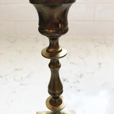 Vintage Patina Solid Brass Candle Stick Holder, Antique Solid Brass Candle Holder, Farmhouse Chic Style by LeChalet