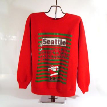 Ugly Christmas Sweater Vintage Sweatshirt Seattle Santa Tacky Holiday 