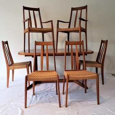 Mid Century Modern Danish Dining Table and Chairs by Rasmus of Denmark 