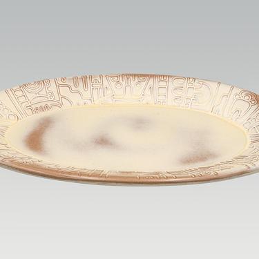 Frankoma Mayan Aztec Desert Gold Large Serving Platter | Vintage Oklahoma Pottery | Rustic Farmhouse Dinnerware 7TP 